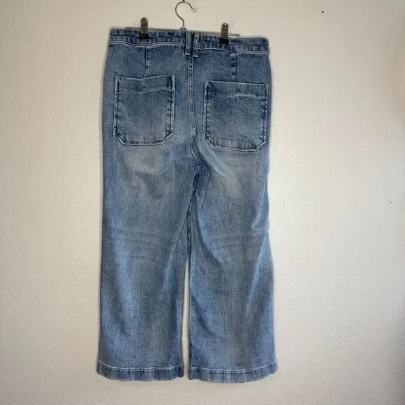 Oat New York Jeans Women's Size 29 Wide Leg Crop Sailor Jeans Blue Denim - Picture 5 of 11